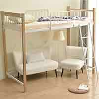 Amazon｜ロフトベッド シングル パイプベッド コンセント付き